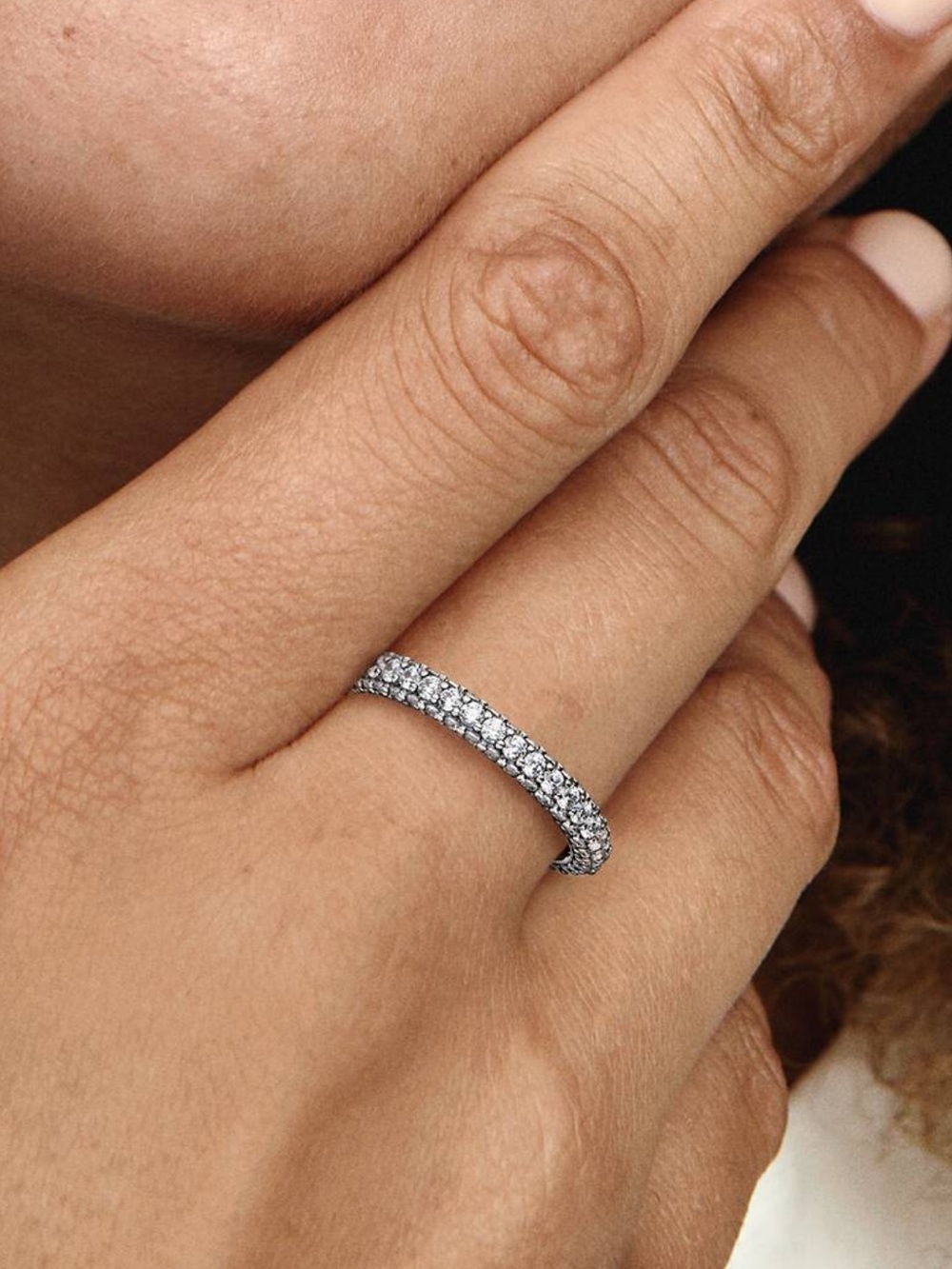 Pandora Engravable Pavé Single Row Band Ring - Size 8.5 (58)